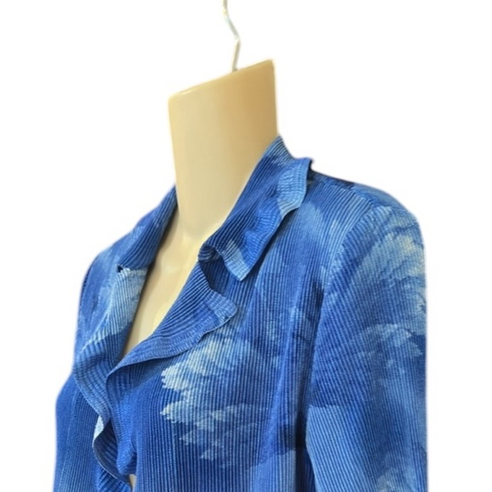 Caeliann Ruffled Blue Print Open Front Jacket‎ - Picture 6 of 15